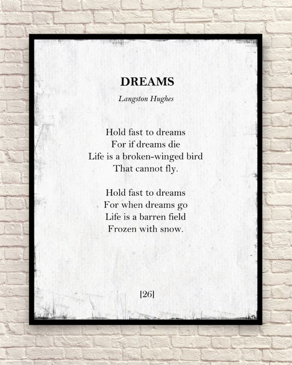 Dreams Poem Langston Hughes Print Langston Hughes Poem Poem