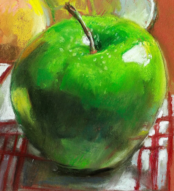 Fine art print of original pastel fruit still life. Expressive