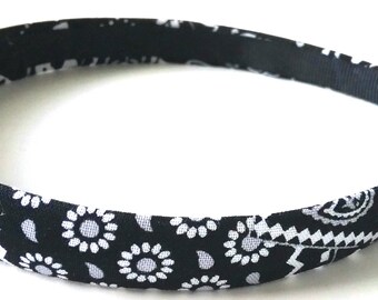 Black Bandana Headband 1/2 Inch