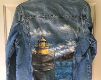 Iceland Landscape - Hand-painted Denim Jacket