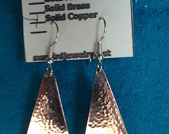Solid copper hammered earrings