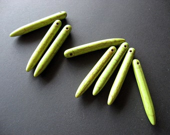 Olive green howlite spike beads