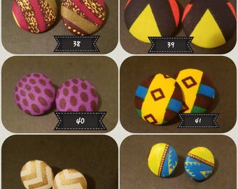 Fabric covered button earrings