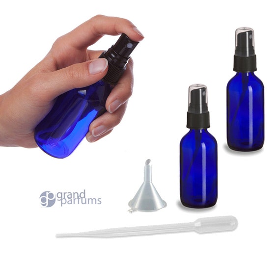 mister air freshener Mist Black w/ 24 Oz Blue Bottles Fine Glass 2 Cobalt Spray