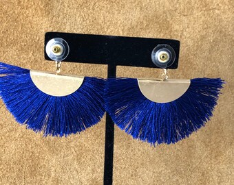 Colbalt blue fringe earrings