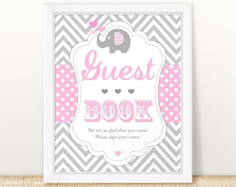 Printable Elephant Baby Shower Guest Book Sign Baby Shower