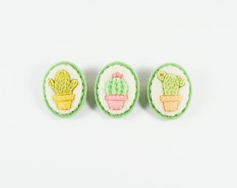 Cactus Brooch / Felt Cactus Pin / Felt Succulent / Miniature Cactus / Mini Cactus Felt Brooch / Illustrated Cactus Felt Pin / Pastel Cactus