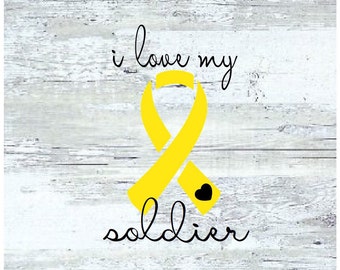 I Love My Soldier Yellow Ribbon Decal