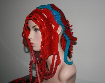 No: 32 Freeform crochet hat, wearable art, OOAK