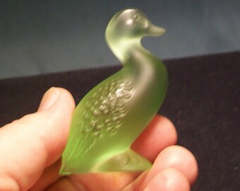Lalique France Green Goose Figurine