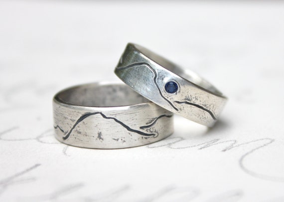 Rustic Mountain Wedding Band Ring Set - Rustic Mountain Wedding Band Ring Set Personalized Custom rustic mountain wedding band ring set rustic mountain wedding band ring set personalized custom