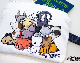 Pile of Kitties Mini Zipper Purse Pouch - Coin Wallet - Cat Kitten - ReLove Plan.et