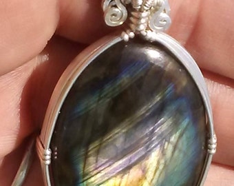 Silver Labradorite pendant 5