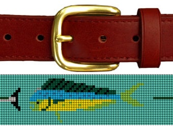 Tropical Gamefish Needlepoint Belt Canvas