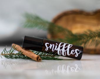 Sniffles Roll-on // Adult + Child Dilution Options // Essential Oils // Amber Bottle • White Label