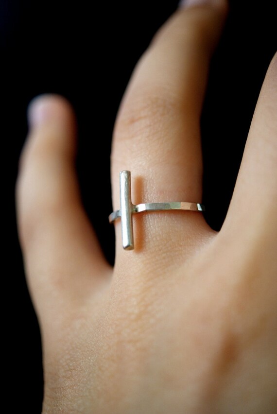 Items similar to Linear Bar ring in Sterling Silver, sterling silver