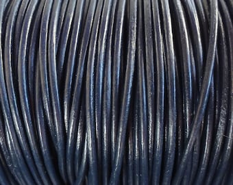 1.5mm Navy Blue Leather Cord - 10 Yard Increments