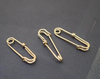 5 of gold safety pin charm pendant 20*5mm