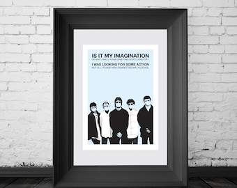 Oasis, Liam and Noel Gallagher. Poster. A4, A3 and A2 poster sizes available. Illustration By Mike Moran
