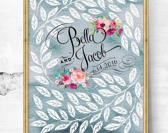 Wedding guest book - Guest book alternative - rustic wedding - couple gift ideas - Gift from maid of honor -Gift for newlywed - watercolour