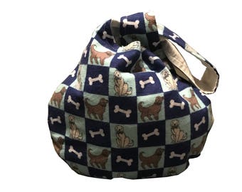 Checkerboard Dogs Project Bag Japanese Knot Bag