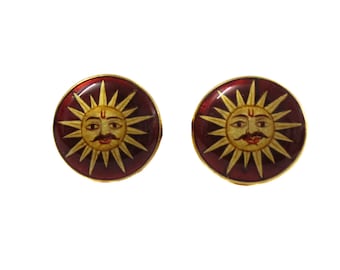 Silver Cuff links with painted meena