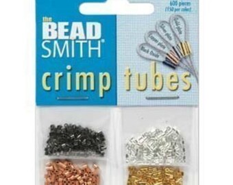 Beadsmith 4 Color Variety Pack Plated Crimp Beads 1.5x1.5mm (600 Total)