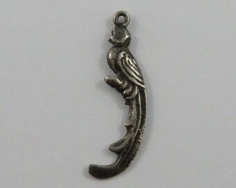 Long Tailed Bird Sterling Silver Vintage Charm For Bracelet