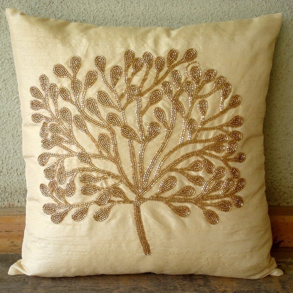The Gold Tree Throw Pillow Covers 20x20 Inches Silk Pillow