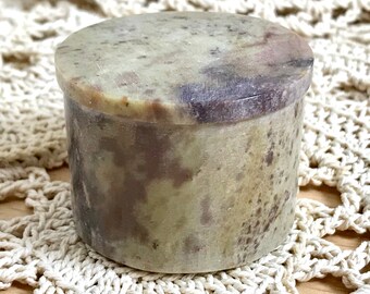 Small Round Natural Marble Stone Lidded Pot For All Sorts of Trinkets and Treasures -Cufflinks Studs Tie Pins Rings Storage Or As A Gift Box