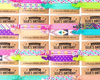 Dance Party Birthday Hair Tie Favors | Hip Hop Dance Party, Custom Birthday Party Hair Tie Favors, Personalized Party Favors for Girls Kids
