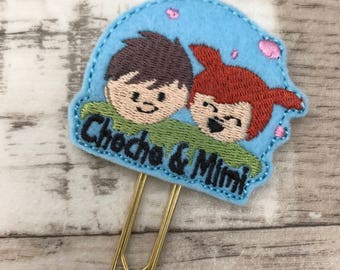 Chocho and Mimi LOGO Paper clip in BLUE