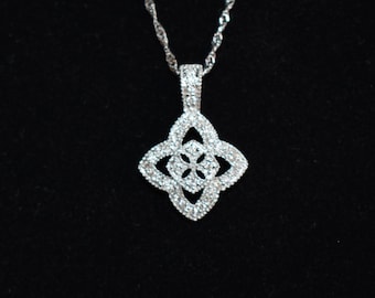 Cross Necklace 14K White Gold 17 mm 16" Chain with Diamonds just under .50 ctw