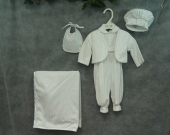 6 pcs Vintage Vatican Library Collection Boys Baptism Suit Size 3 Months, 3 Month Set, Baby Boy's Cotton Suit, Short Sleeve, Long Pants