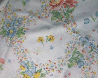 Vintage Lady Pepperell Standard Pillowcase / Lady Pepperell Standard Pillowcase with Pink, Yellow, and Blue Flowers