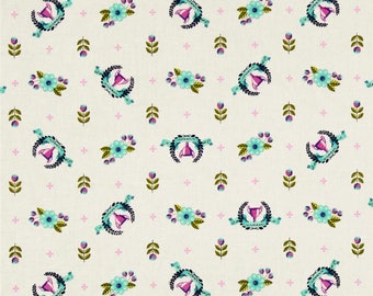Tula Pink, 1/2 YD - Slow & Steady Winner's Circle, Trophies, Blue Raspberry - Quilting Fabric, By the Half Yard