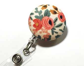 Rifle paper co coral floral badge reel flower id badge holder retractable badge holder nurse badge reel badge reels name badge holder
