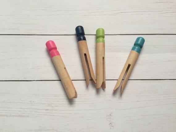 Colorful Vintage Wood Paperclips, planner clip, bookmark. Painted Clips. Vintage Clips. Set of 4