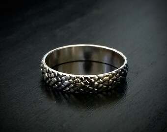 Silver Ring, Dragon Scale Ring, Dragon Ring, Sterling Silver Ring, Dragon Jewelry, Unique Wedding Band, Stackable Ring, Silver Stacking Ring
