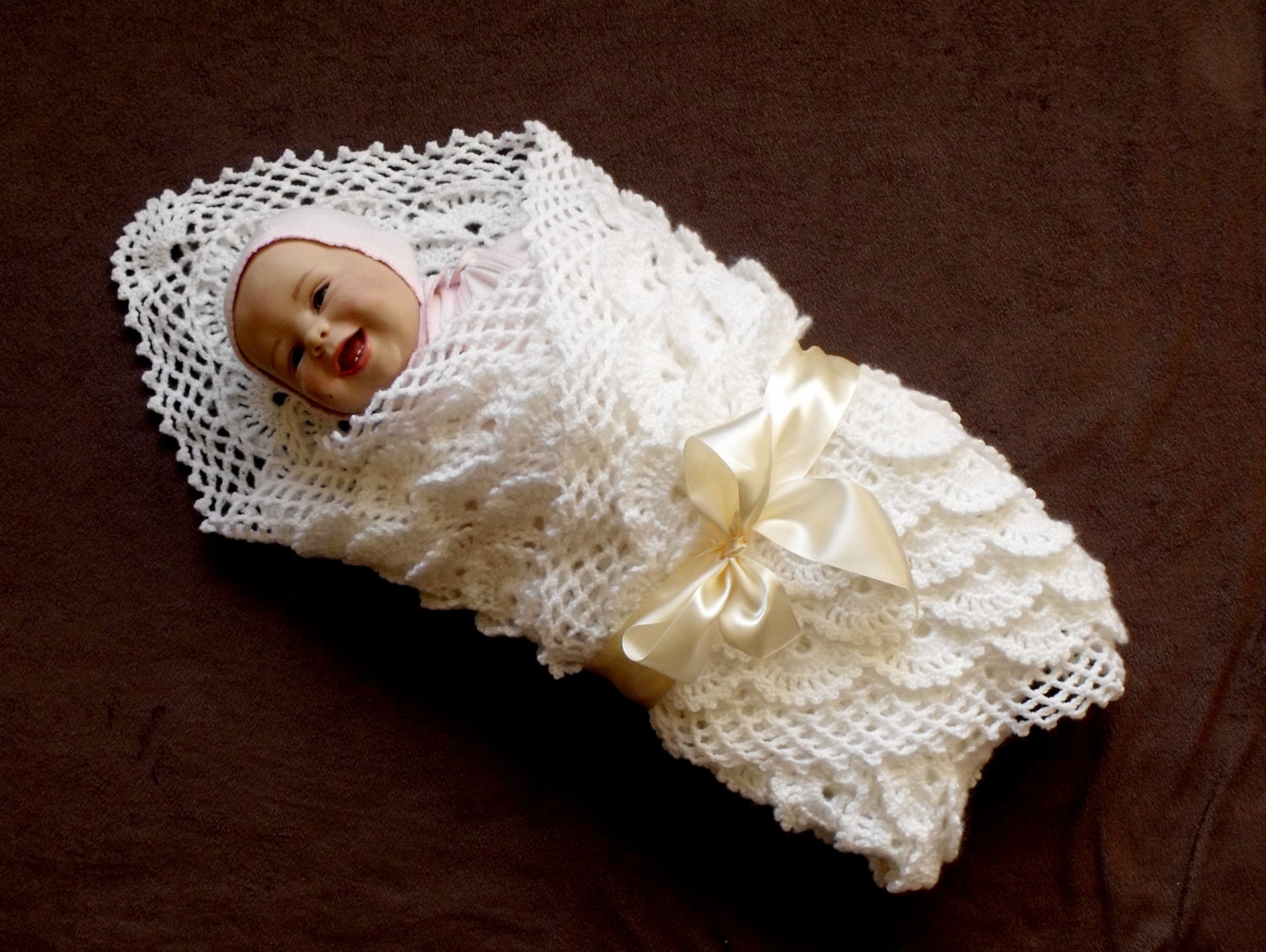 Crochet Baby Blanket Baby wrap blanket White Afghan