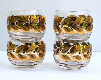 Roly Poly Glasses Gold Leaf Design