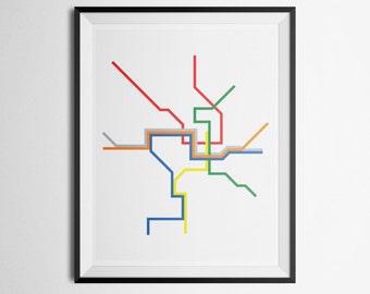 Transit Map of Washington D.C. DC Metro UPDATED with SILVER line Metrorail Minimalist Print