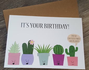 Birthday Greeting Card, Happy Birthday Card, Funny Birthday Card, Cute Card, Plant Cards, Houseplants, Birthday Card for Friend, Plants