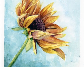 Sunflower Watercolor Painting, Flower Print, Wall Art, Sunflower, Watercolor Painting, Flower Painting, Sunflower Wall Art, Flower Art