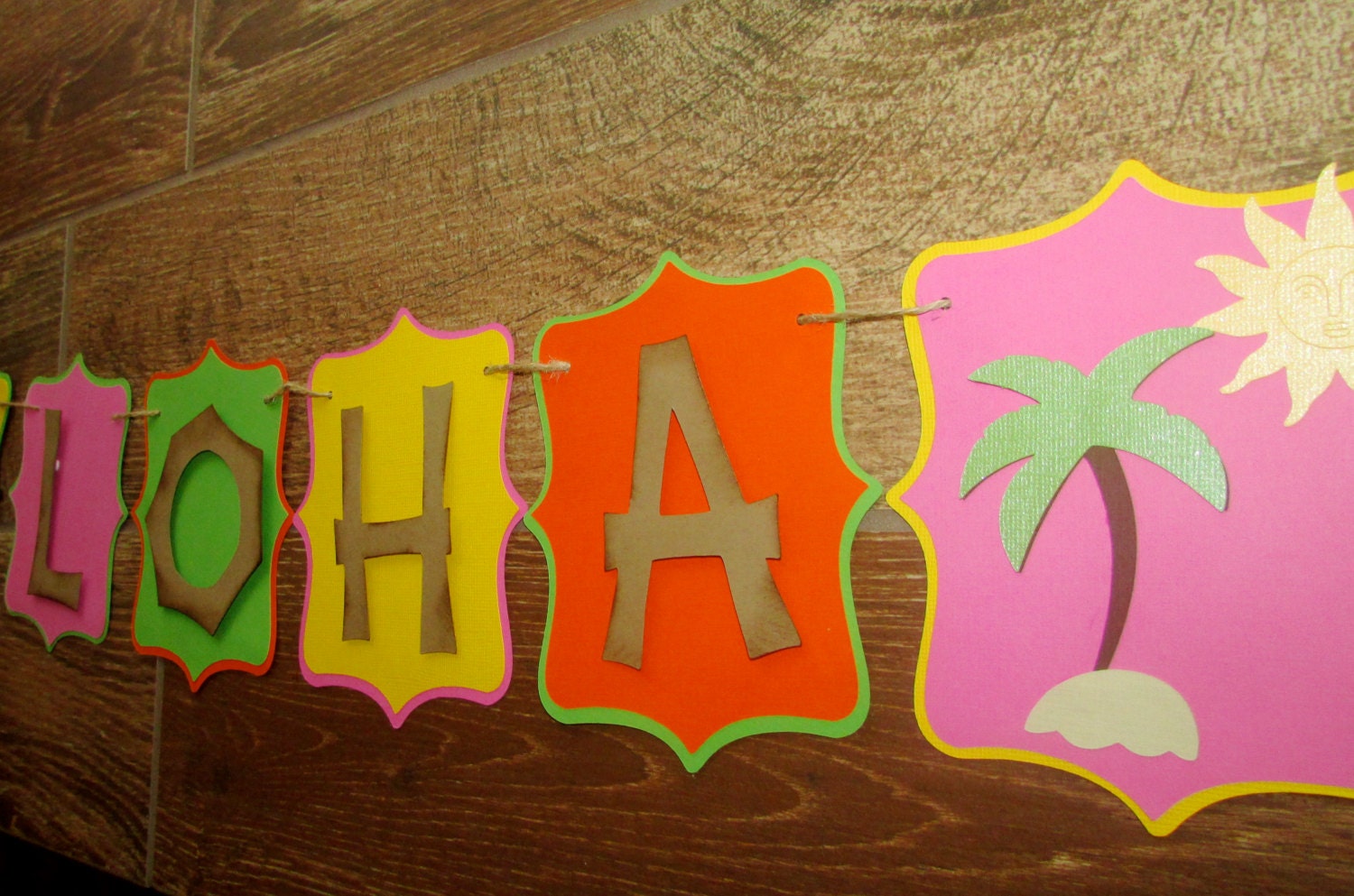 Aloha Luau Party banner Aloha Banner with Palm trees Pink