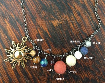 Solar System Necklace Gem Stone