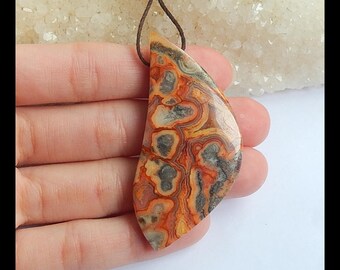 New!! Crazy Lace Rosetta Stone Gemstone Pendant Bead, 55x26x6mm,11.9g(s0212)