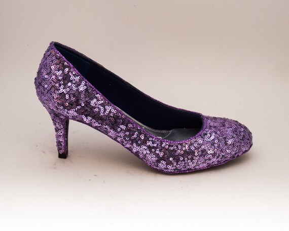 Sequin Lavender Purple High Heels Pumps Custom Shoes