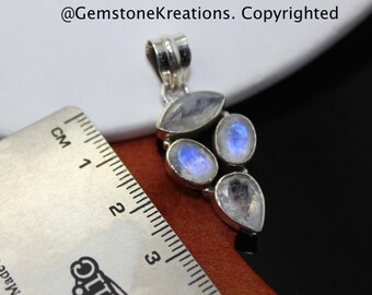Moonstone Pendant, Moonstone Necklace, Moonstone Jewelry, Rainbow Moonstone, Sterling Silver Pendant