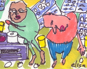 Egg Drop Soup ORIGINALTrading Card Art Brut RAW Visionary Naive Elisa ACEO